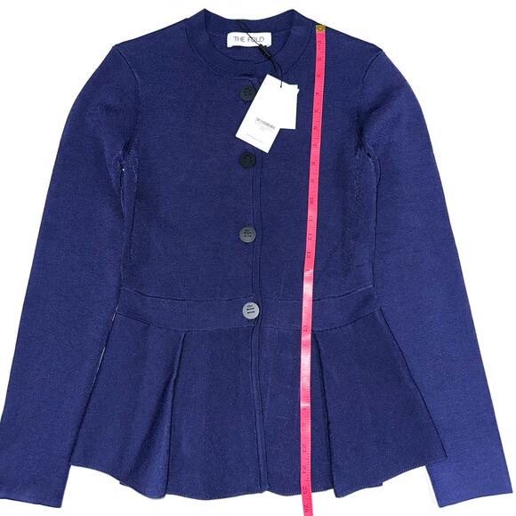 NWT The Fold London Drayton Peplum Knitted Jacket in Indigo Size Small - Picture 16 of 16